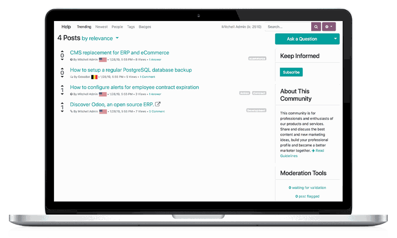 Laptop showing a forum interface